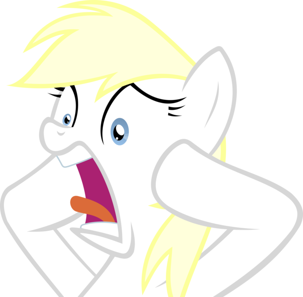 Size: 4000x3920 | Tagged: safe, artist:accu, artist:anonymous, derpibooru import, edit, oc, oc:aryanne, unofficial characters only, earth pony, pony, concerned, fear, female, open mouth, reaction image, screaming, simple background, solo, tongue out, touching face, transparent background, upper body, vector