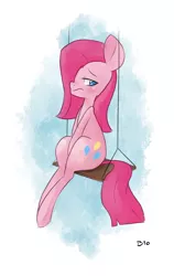 Size: 756x1200 | Tagged: artist:hidden-cat, derpibooru import, pinkamena diane pie, pinkie pie, sad, safe, solo, swing