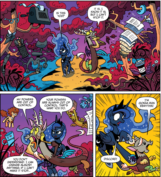 Size: 1289x1413 | Tagged: safe, derpibooru import, idw, discord, princess luna, spoiler:comic