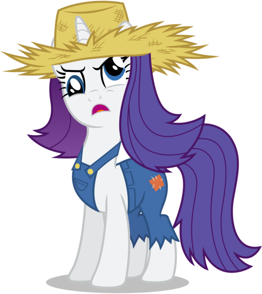 Size: 6250x7000 | Tagged: absurd resolution, .ai available, artist:caliazian, clothes, country, derp, derpibooru import, hat, impersonating, open mouth, overalls, rarihick, rarity, safe, simple background, simple ways, solo, straw hat, transparent background, vector