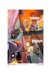 Size: 3541x5016 | Tagged: safe, artist:gashiboka, derpibooru import, applejack, doctor whooves, fluttershy, pinkie pie, rainbow dash, rarity, roseluck, time turner, oc, oc:gold lily, original species, pony, comic:recall the time of no return, comic, iron wolf, male, patreon, patreon logo, stallion