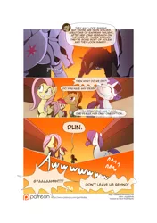 Size: 3541x5016 | Tagged: safe, artist:gashiboka, derpibooru import, doctor whooves, fluttershy, rarity, roseluck, time turner, pony, comic:recall the time of no return, comic, implied tyrant sparkle, iron wolf, male, patreon, patreon logo, stallion