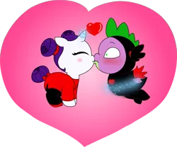 Size: 1505x1255 | Tagged: safe, artist:purfectprincessgirl, derpibooru import, rarity, spike, female, garu, kissing, male, pucca, shipping, sparity, straight, tabitha st. germain, voice actor joke