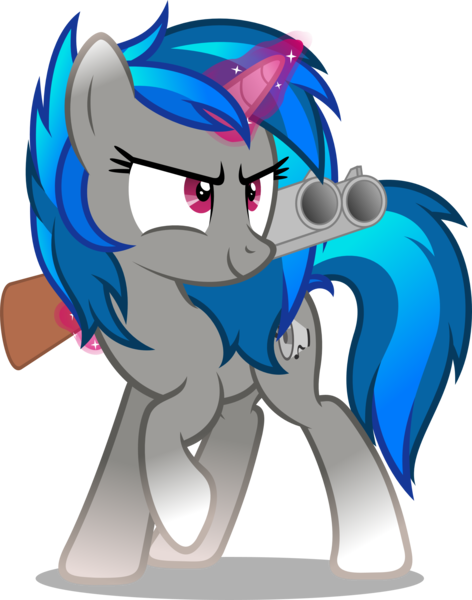 Size: 1711x2173 | Tagged: safe, artist:zacatron94, derpibooru import, vinyl scratch, oc, oc:homage, pony, unicorn, fallout equestria, fanfic, clothes, cosplay, costume, double barreled shotgun, double-barrel shotgun, fanfic art, female, glowing horn, gun, halloween, holiday, horn, magic, mare, nightmare night, nightmare night costume, sawed-off shotgun, shotgun, simple background, solo, telekinesis, transparent background, weapon