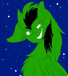 Size: 712x800 | Tagged: safe, artist:xfandomtrash, derpibooru import, oc, oc:midnight cloud, unofficial characters only, pegasus, pony, big ears, chest fluff, cute, determined, male, night sky, ponysona, proud, smirk, solo, stars