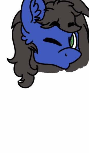 Size: 562x960 | Tagged: safe, artist:xfandomtrash, derpibooru import, oc, oc:sweet sound, unofficial characters only, pegasus, pony, big ears, colored sketch, duckface, ear fluff, femboy, head, long mane, looking at you, male, ponysona, portrait, simple background, solo, white background, wink, wip