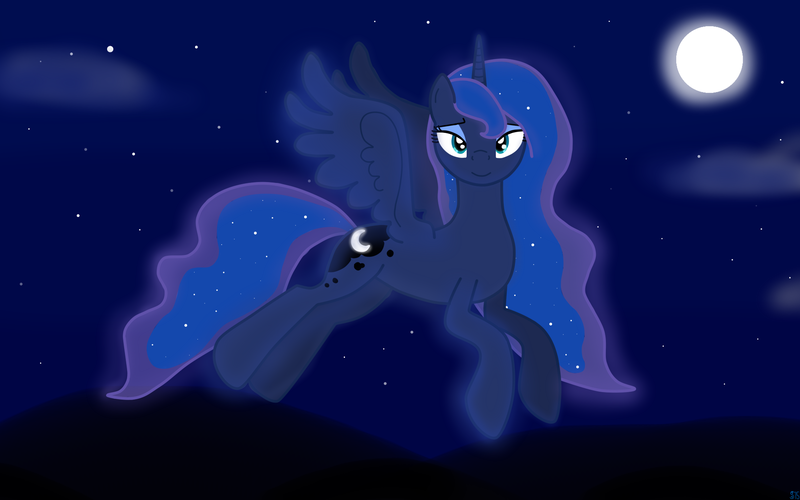 Size: 1920x1200 | Tagged: artist:sutekh94, derpibooru import, flying, missing accessory, moon, princess luna, safe, solo, wallpaper