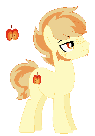 Size: 327x467 | Tagged: safe, artist:creeperoxxart, derpibooru import, oc, oc:burnside apple, unofficial characters only, offspring, parent:braeburn, parent:spitfire, parents:spitburn, solo