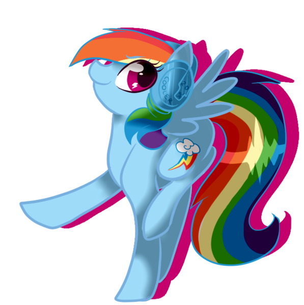 Size: 682x685 | Tagged: artist:lucinda250, backwards cutie mark, derpibooru import, headphones, rainbow dash, remake, safe, simple background, solo, trace, transparent background