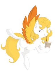 Size: 1219x1616 | Tagged: safe, artist:xsidera, derpibooru import, oc, oc:arvensis, unofficial characters only, pegasus, pony, active stretch, coffee, solo