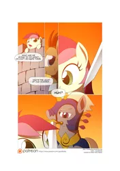 Size: 3541x5016 | Tagged: safe, artist:gashiboka, derpibooru import, doctor whooves, roseluck, time turner, pony, comic:recall the time of no return, comic, male, patreon, patreon logo, royal guard, stallion