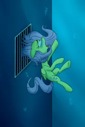 Size: 2000x3000 | Tagged: semi-grimdark, artist:uwdr-64, derpibooru import, fluttershy, pegasus, pony, asphyxiation, bubble, drowning, female, fetish, imminent death, mare, solo, stuck, swimming, swimming pool, underwater, watershy