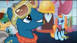 Size: 960x540 | Tagged: beanie, camera, canterlot boutique, derpibooru import, discovery family logo, fashion plate, goatee, hat, lidded eyes, safe, sassy saddles, screencap, shades mcgrey, snapshot, sunglasses