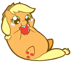 Size: 1061x918 | Tagged: apple, applejack, artist:coggler, artist:frog&cog, artist:gopherfrog, chibi, chubbie, cute, derpibooru import, jackabetes, nom, safe, solo