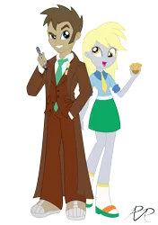 Size: 1156x1642 | Tagged: safe, artist:reg-d-fanfiction, derpibooru import, derpy hooves, doctor whooves, time turner, equestria girls, equestria girls-ified, muffin, simple background, sonic screwdriver, tenth doctor, transparent background, vector