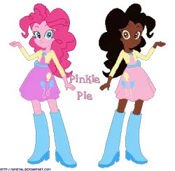 Size: 386x379 | Tagged: safe, artist:ameyal, derpibooru import, pinkie pie, equestria girls, dark skin, eqg promo pose set, human coloration, humanized, realism edits