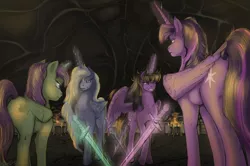 Size: 1280x848 | Tagged: safe, artist:lucky dragoness, derpibooru import, oc, oc:radiant star, oc:starlight, unofficial characters only, alicorn, pony, fallout equestria, fallout equestria: starlight, alicorn oc, explicit source, image, not twilight sparkle, png, sword