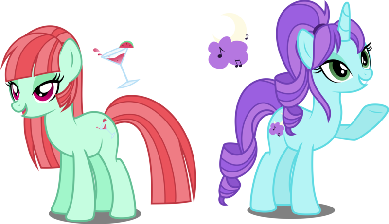 Size: 3473x2000 | Tagged: safe, artist:xebck, derpibooru import, crystal lullaby, melon mint, ponified, earth pony, pony, unicorn, equestria girls, friendship games, background human, crystal prep academy, cutie mark, equestria girls ponified, simple background, transparent background, vector