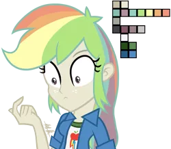 Size: 1239x1080 | Tagged: safe, artist:knadire, artist:knadow-the-hechidna, derpibooru import, applejack, rainbow dash, equestria girls, combined, fusion, hand, palette, shocked, solo, surprised