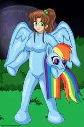 Size: 677x1022 | Tagged: artist:j-greene, clothes, costume, derpibooru import, kino makoto, pony costume, ponysuit, rainbow dash, rainbow dash suit, safe, sailor moon