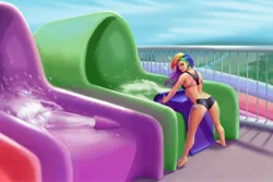 Size: 4500x3000 | Tagged: artist:jay156, ass, bikini, bikini babe, breasts, clothes, derpibooru import, female, fingernails, human, humanized, looking at you, midriff, nail polish, rainbow dash, seductive look, seductive pose, sexy, solo, solo female, sports swimsuit, stupid sexy rainbow dash, suggestive, swimsuit, toenails, water slide, wet