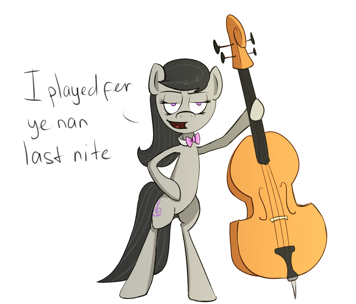 Size: 2350x2008 | Tagged: accent, artist:gapaot, bowtie, british, cello, chav, cockney, derpibooru import, looking at you, musical instrument, octavia melody, octchavia, safe, solo, u wot m8
