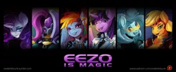 Size: 1280x527 | Tagged: anthro, applejack, artist:zwitterkitsune, clothes, crossover, derpibooru import, ear piercing, edi, eezo is magic, fluttershy, helmet, hood, liara t'soni, looking at you, mane six, mass effect, miranda lawson, open mouth, patreon, piercing, pinkie pie, rainbow dash, rarity, safe, samara, tali'zorah vas normandy, teaser, text, twilight sparkle, twilight sparkle (alicorn)