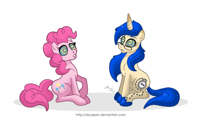 Size: 1024x698 | Tagged: artist:almairis, derpibooru import, hypnosis, oc, pinkie pie, safe, source needed, traditional art