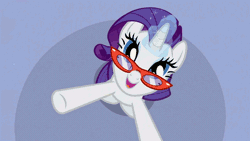 Size: 672x378 | Tagged: animated, arms in the air, art of the dress, carousel boutique, derpibooru import, dizzy, edit, edited screencap, fabric, glasses, glasses rarity, glue, hypnotic, looking up, loop, magic, mannequin, measuring tape, needle, pincushion, rarity, safe, scissors, screencap, season 1, singing, solo, spinning, standing, string, suited for success, telekinesis, zoom