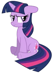 Size: 5000x6935 | Tagged: safe, artist:lightningbolt, derpibooru import, twilight sparkle, pony, unicorn, absurd resolution, angry, female, floppy ears, frown, glare, grumpy, grumpy twilight, mare, simple background, sitting, solo, transparent background, twilight is not amused, unamused, underhoof, vector