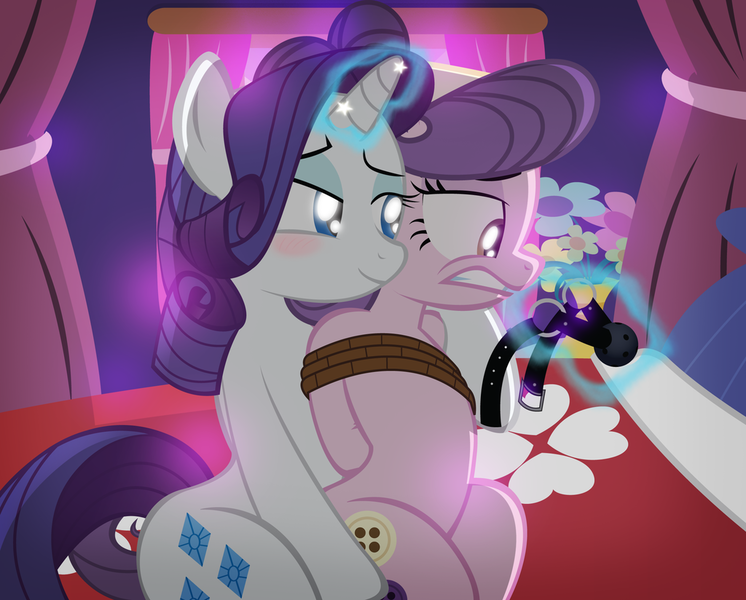 My Little Pony Lesbian Porn Bondage - 751388 - suggestive, artist:radiantrealm, derpibooru import, rarity, suri  polomare, earth pony, pony, unicorn, ballgag, bed, bedroom eyes, blushing,  bondage, female, gag, lesbian, rope, shipping, show accurate, show accurate  porn, surity, tied up -