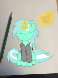 Size: 960x1280 | Tagged: artist:coppercore, artist:hollownote, clothes, derpibooru import, eyes closed, fanfic:background pony, hoodie, lyra heartstrings, lyre, safe, solo, svg, .svg available, vector
