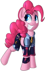Size: 1246x1949 | Tagged: artist:january3rd, clothes, crossover, derpibooru import, kingdom hearts, midriff, pinkie pie, safe, simple background, solo, transparent background