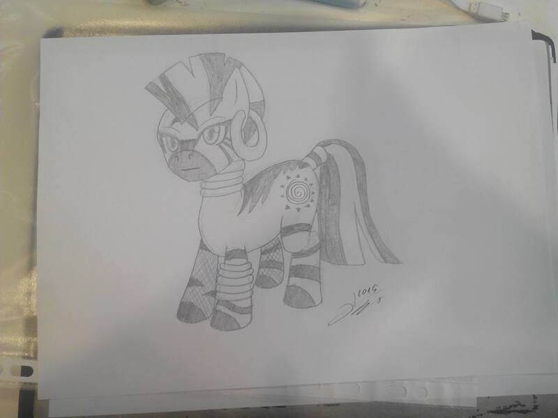 Size: 960x720 | Tagged: artist:otakon, commission, convention, derpibooru import, monochrome, pencil drawing, safe, solo, traditional art, zebra, zecora