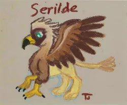 Size: 2790x2322 | Tagged: safe, artist:gyrotech, deleted from derpibooru, derpibooru import, oc, oc:serilde, unofficial characters only, gryphon, oil pastels, solo, traditional art