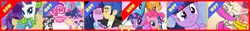 Size: 728x90 | Tagged: safe, derpibooru import, applejack, flash sentry, fluttershy, pinkie pie, princess celestia, princess luna, rainbow dash, rarity, twilight sparkle, twilight sparkle (alicorn), alicorn, changeling, pony, advertisement, blushing, female, flashlight, fynsy, fynsy has done it again!, male, mane six, mare, shipping, straight, wat