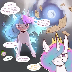 Size: 1280x1280 | Tagged: angry, artist:cold-blooded-twilight, comic, comic:cold storm, derpibooru import, explicit source, flashback, magic, mare in the moon, moon, princess celestia, safe, spike, twilight is not amused, twilight sparkle, unamused