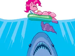 Size: 520x390 | Tagged: artist:the-nose, crossover, derpibooru import, doodle or die, jaws, pinkie pie, safe, shark, solo