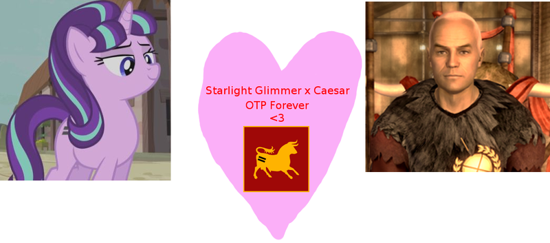 Size: 1040x459 | Tagged: caesar, caesar's legion, crossover shipping, derpibooru import, edit, edited screencap, fallout: new vegas, female, male, safe, screencap, shipping, shipping domino, source needed, starlight glimmer, straight