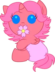 Size: 913x1189 | Tagged: safe, artist:creshosk, derpibooru import, oc, oc:cherry bloom, unofficial characters only, alicorn, pony, alicorn oc, diaper, flower, foal, simple background, solo, transparent background, vector