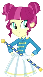 Size: 3700x6500 | Tagged: safe, artist:anonimowybrony, derpibooru import, majorette, sweeten sour, equestria girls, friendship games, .svg available, absurd resolution, background human, baton, canterlot high, chs rally song, clothes, gloves, hand on hip, inkscape, school spirit, simple background, skirt, solo, transparent background, vector, wondercolts