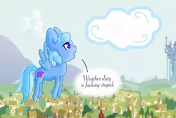 Size: 1024x682 | Tagged: artist:blitz, cloud, cloudy, derpibooru import, oc, oc:penstroke, ponyville, safe, solo, unofficial characters only, vulgar