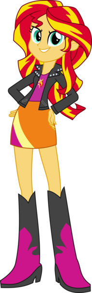 Size: 3036x9577 | Tagged: safe, artist:ryan1942, derpibooru import, sunset shimmer, equestria girls, .svg available, absurd resolution, boots, clothes, leather jacket, looking at you, ponyscape, simple background, skirt, smug, smugface, smugset shimmer, solo, transparent background, vector