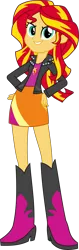 Size: 3036x9577 | Tagged: safe, artist:ryan1942, derpibooru import, sunset shimmer, equestria girls, .svg available, absurd resolution, boots, clothes, leather jacket, looking at you, ponyscape, simple background, skirt, smug, smugface, smugset shimmer, solo, transparent background, vector