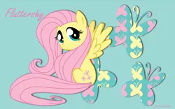 Size: 2560x1600 | Tagged: safe, artist:alicehumansacrifice0, artist:korikian, derpibooru import, fluttershy, pegasus, pony, cute, cutie mark, female, mare, sitting, solo, vector, wallpaper