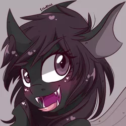 Size: 2000x2000 | Tagged: artist:silbersternenlicht, changeling, derpibooru import, fangs, oc, portrait, purple changeling, safe, solo, unofficial characters only