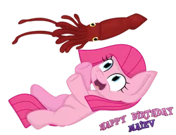 Size: 1021x783 | Tagged: artist:tertonda, derpibooru import, filly, happy birthday, pinkamena diane pie, pinkie pie, playing, safe, squid, younger