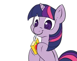 Size: 649x516 | Tagged: artist:lustrous-dreams, ask filly twilight, cute, derpibooru import, edit, filly, hoof hold, juice box, safe, simple background, smiling, solo, :t, transparent background, twiabetes, twilight sparkle, younger