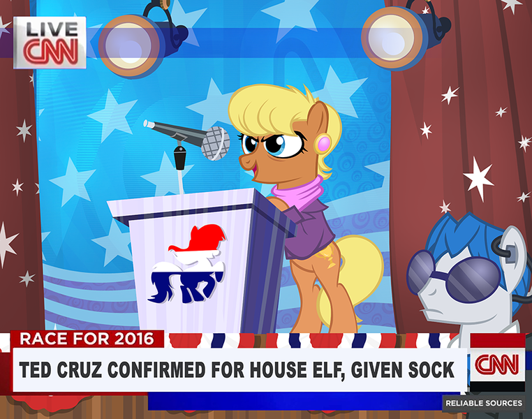 Size: 900x709 | Tagged: artist:pixelkitties, cable news network, cnn, derpibooru import, harry potter, ms. harshwhinny, news, politics, reference, safe, ted cruz, votehorse