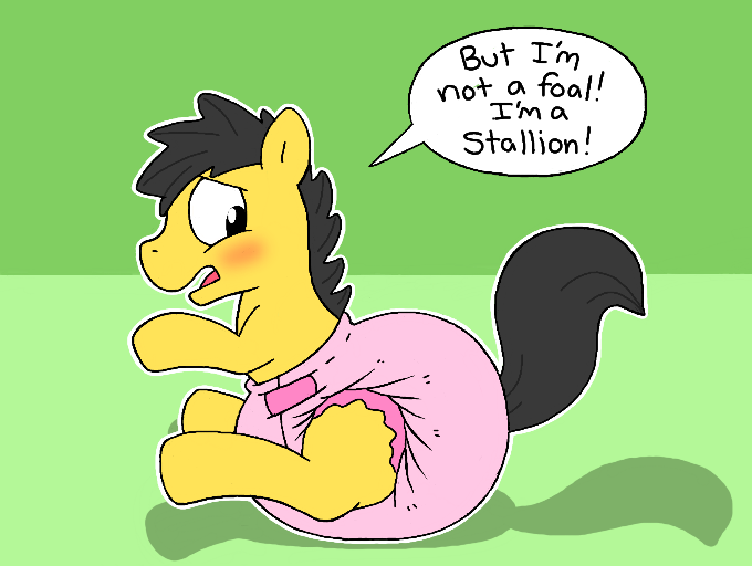 Size: 680x512 | Tagged: artist:organic, derpibooru import, diaper, diaper fetish, embarrassed, oc, poofy diaper, questionable, solo, unofficial characters only